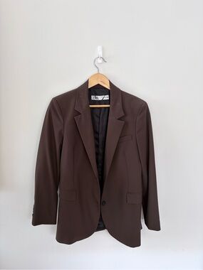 Zara Chocolate Brown Single-Button Blazer Size Women’s M